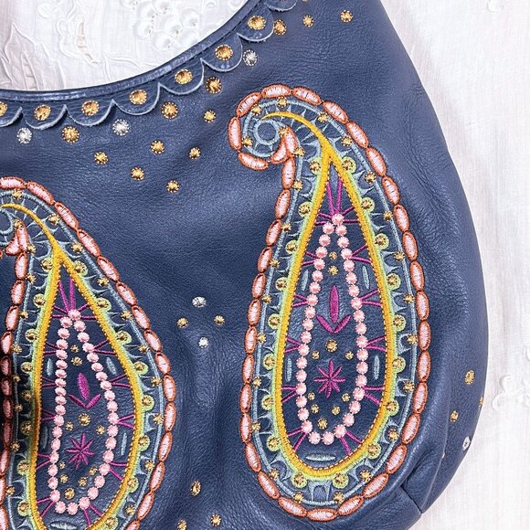 Isabella Fiore Hobo Leather Embroidered Bag 🎉3X Host Pick🎉 - Picture 9 of 16